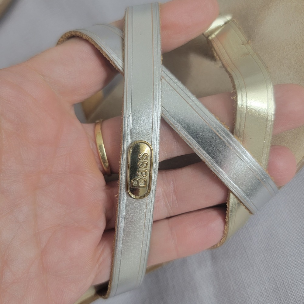 G.H. Bass Sunjuns Sharon Gold Silver Slide Thong Flip Flop Sandals sz 9M - Picture 5 of 15